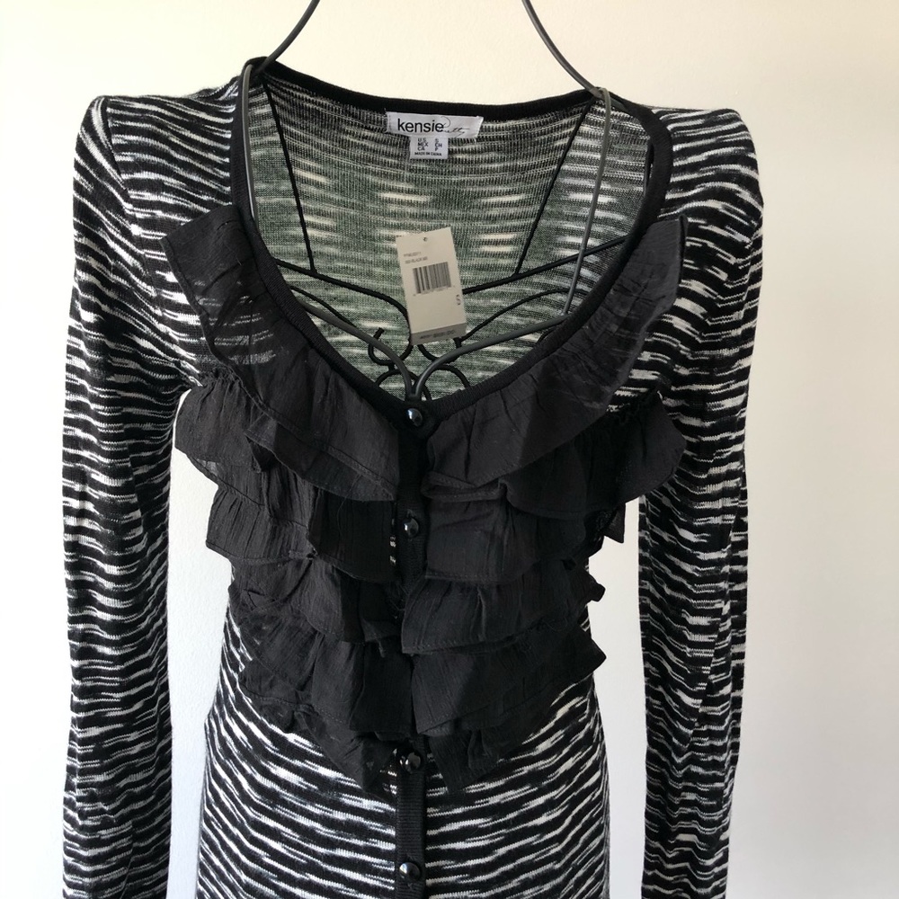 Cardigan black and white Kensie Size S - Picture 3 of 7